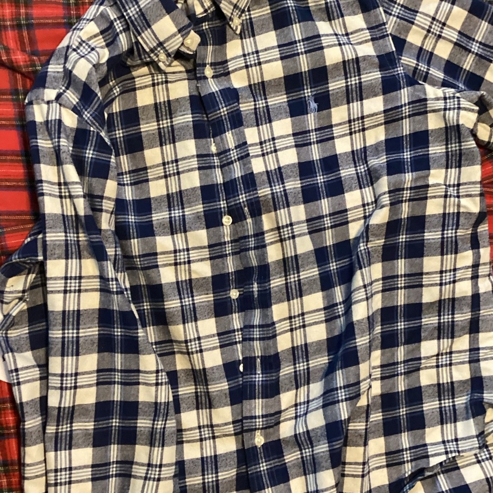 Polo Ralph Lauren LG - Blue Plaid Button Up Classic Fit Performance
